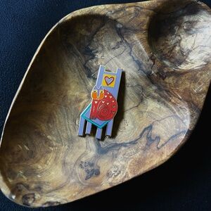 Vintage Laurel Burch Colorful "Cat on Chair" Enamel Pin